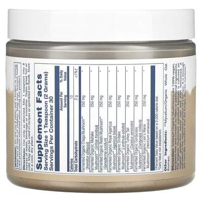 Грибной комплекс Solaray Organic Fermented Mushroom Complete 2000 мг, 60 г