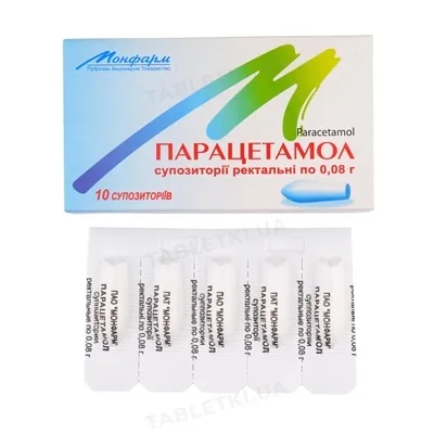 Парацетамол супозиторії рект. по 0.08 г №10 у стрип.