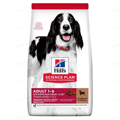 Корм сухий Hill's Science Plan Adult Medium Lamb&Rice для собак середніх порід зі смаком ягняти і рису, 2,5 кг