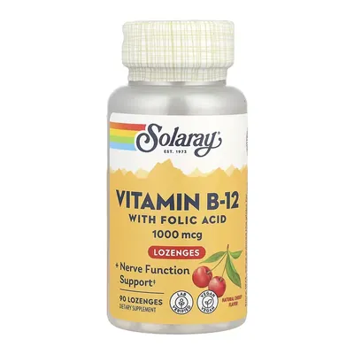 Вітамін B12 Solaray Vitamin B12 1000 мкг вишня, 90 льодяників