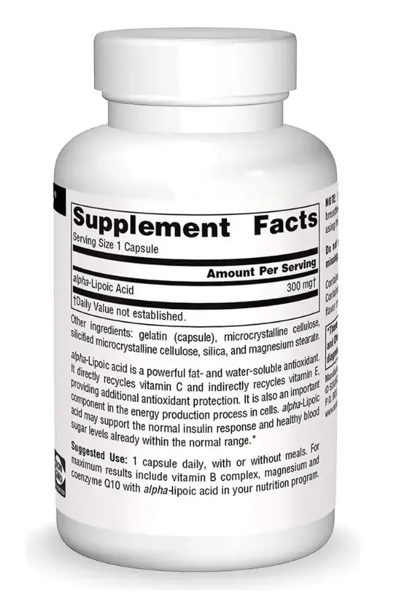 Альфа-ліпоєва кислота Source Naturals Alpha Lipoic Acid 300 мг, 30 капсул