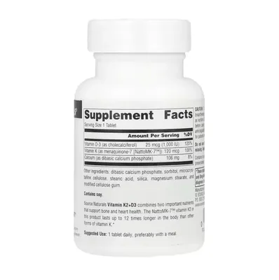 Вітамін K2 + D3 Source Naturals Vitamin K2+D3, 60 таблеток
