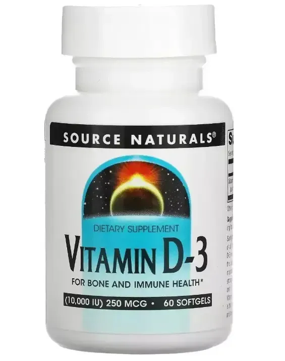 Вітамін D3 Source Naturals Vitamin D3 10000 МО, 60 капсул