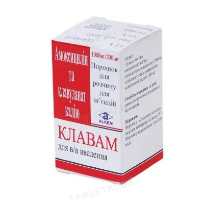 Клавам порошок для р-ну д/ін. по 1000 мг/200 мг №1 у флак.
