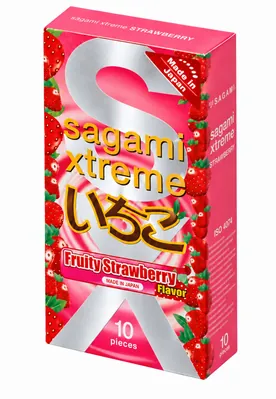 Презервативи Sagami Xtreme Fruity Strawberry з ароматом полуниці, 10 штук