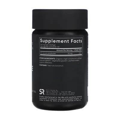 Цинк Піколінат Sports Research Zinc Picolinate 50 мг, 60 капсул