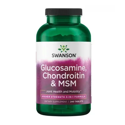 Глюкозамін, хондроїтин, МСМ Swanson Glucosamine, Chondroitin & MSM Higher Strength, 240 таблеток