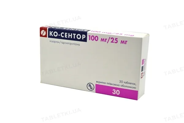 Ко-сентор таблетки, в/плів. обол. по 100 мг/25 мг №30 (10х3)