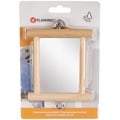Игрушка для птиц Flamingo Wooden Mirror зеркало в деревянной раме с колокольчиком