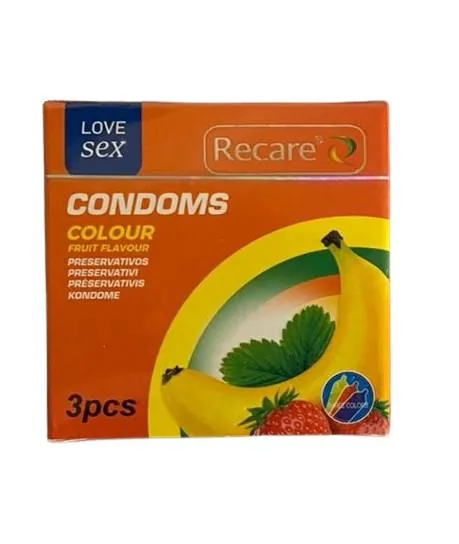 Презервативи латексні Recare Colour Fruit flavour кольорові з фруктовим ароматом, 3 штуки