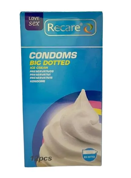 Презервативи латексні Recare Big Dotted Ice Cream з крапками з ароматом морозива, 12 штук