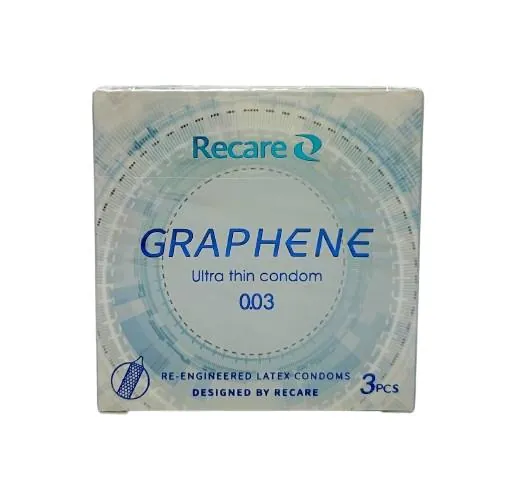 Презервативи латексні Recare Graphene графенові з силіконовою змазкою, 3 штуки
