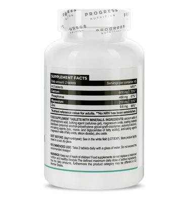 Кальцій, магній та цинк Progress Nutrition Calcium Magnesium Zinc Complex, 90 таблеток