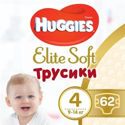 Підгузки-трусики Huggies Elite Soft Pants L дитячі розмір 4, 9-14 кг, 62 шт