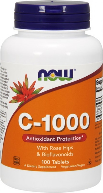 Витамины NOW C-1000 RH Bioflavonoids с шиповником + биофлавоноиды таблетки №100