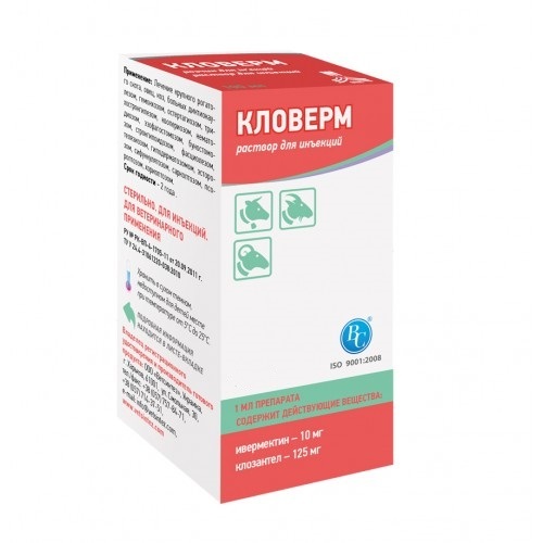 Кловерм (ДЛЯ ЖИВОТНЫХ) раствор для инъекций, 100 мл