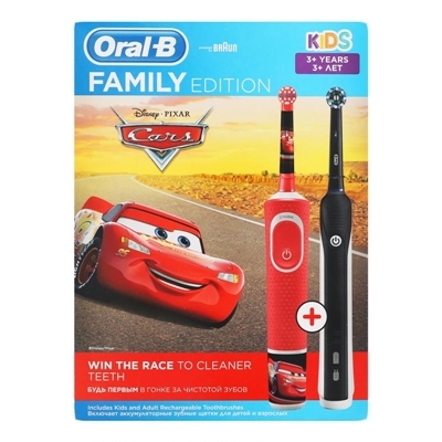 Набір електричних зубних щіток Oral-B Family Edition, 2 штуки: Pro 1 & Kids Тачки