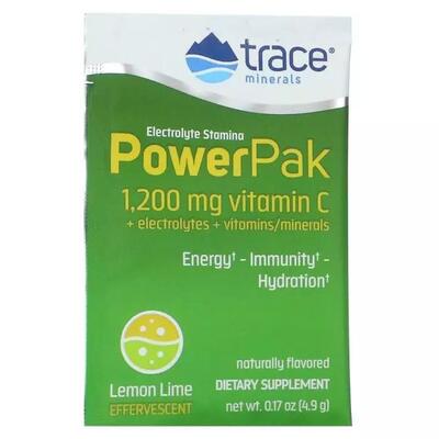 Електроліти Trace Minerals Electrolyte Stamina PowerPak зі смаком лимон-лайм, 30 пакетів