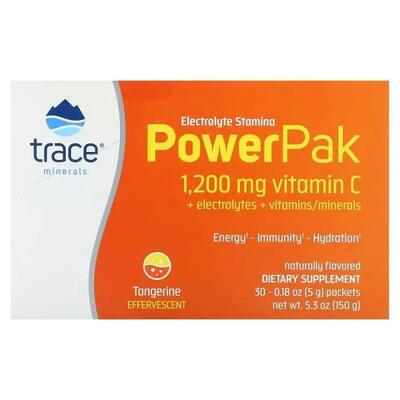Електроліти Trace Minerals Electrolyte Stamina PowerPak зі смаком мандарина, 30 пакетів