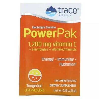 Електроліти Trace Minerals Electrolyte Stamina PowerPak зі смаком мандарина, 30 пакетів
