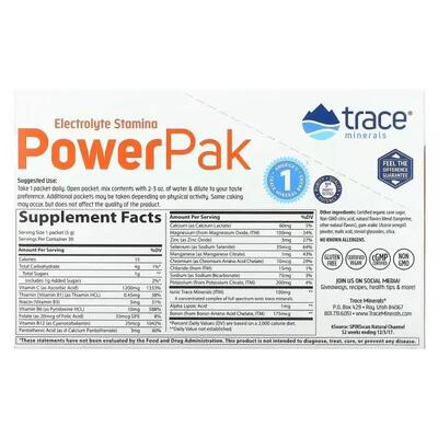 Електроліти Trace Minerals Electrolyte Stamina PowerPak зі смаком мандарина, 30 пакетів
