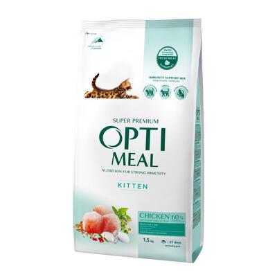 Корм сухий для кошенят Optimeal зі смаком курки, 1,5 кг