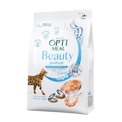 Корм сухой для взрослых кошек Optimeal Beauty Podium на основе морепродуктов, 1,5 кг