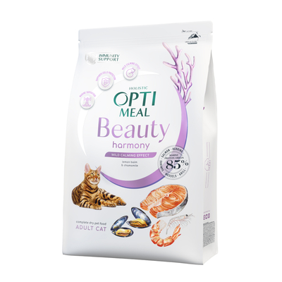 Корм сухой для взрослых кошек Optimeal Beauty Harmony на основе морепродуктов, 1,5 кг