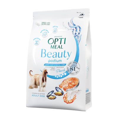 Корм сухой для взрослых собак Optimeal Beauty Podium на основе морепродуктов, 1,5 кг