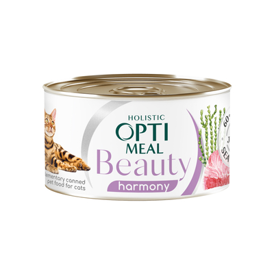Корм вологий для кішок Optimeal Beauty Harmony смугастий тунець в желе з морськими водоростями, 70 г