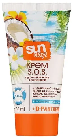 Крем Sun Day SOS After Sun з пантенолом від сонячних опіків, 150 мл