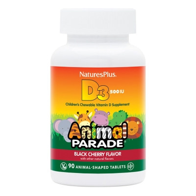 Витамин D3 для детей Nature's Plus Animal Paradе Vitamin D3, черная вишня, 90 таблеток