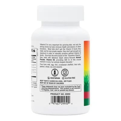 Вітамін D3 для дітей Nature's Plus Animal Parade Vitamin D3, чорна вишня, 90 таблеток