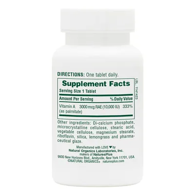 Вітамін А Nature's Plus Vitamin A 10000 МО, 90 таблеток