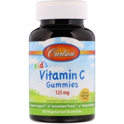 Витамин С для детей Carlson Labs Kid's Vitamin C Gummies 125 мг со вкусом апельсина, 60 жевательных конфет