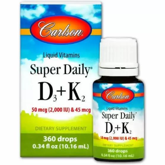 Вітаміни Carlson Labs Super Daily D3+K2 2000 МО та 45 мкг, 10.16 мл