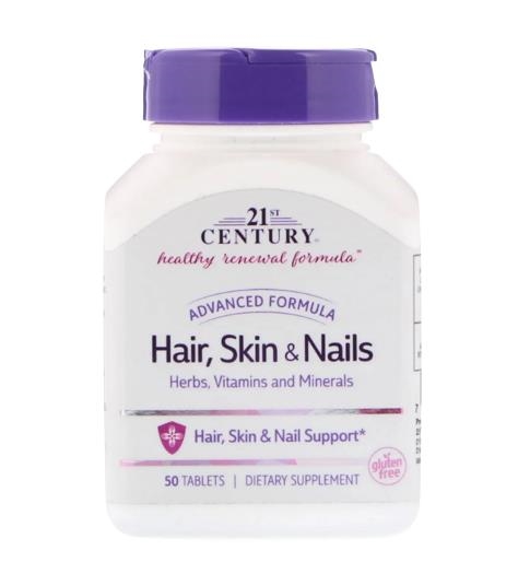 Вітаміни для волосся, шкіри та нігтів 21st Century Health Care Hair, Skin & Nails, 50 таблеток