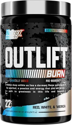 Передтренувальний комплекс Nutrex Research Outlift Burn Red White & Merica, 413,6 г