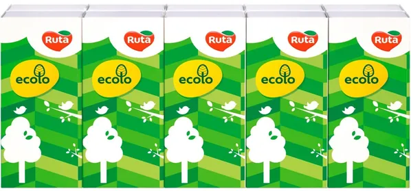 Хусточки паперові Ecolo Ruta білі, 9 шт х 10 уп
