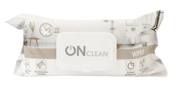 Серветки для прибирання ONclean wipes в м‘якій упаковці, 120 штук