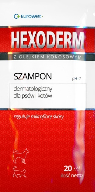 Шампунь Eurowet Hexoderm с хлоргексидином 3% для собак и кошек по 20 мл в саше