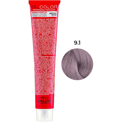 Крем-краска для волос Palco Professional Color № 9.1 блонд натуральный пепельный, 100 мл