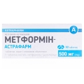 Метформін-Астрафарм таблетки, в/плів. обол. по 500 мг №30 (10х3)
