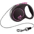 Повідець-рулетка Trixie 12246 Flexi Black Design, рожева (трос) XS 3 м, до 8 кг