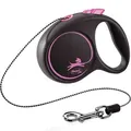 Повідець-рулетка Trixie 12246 Flexi Black Design, рожева (трос) XS 3 м, до 8 кг