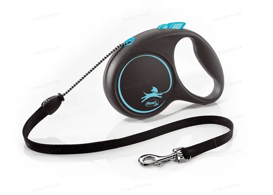 Повідець-рулетка Trixie 12262 Flexi Black Design, синя (трос) M 5 м, до 20 кг