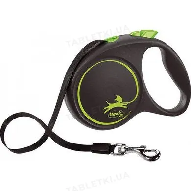 Повідець-рулетка Trixie 12374 Flexi Black Design, зелена (стрічка) L 5 м, до 50 кг