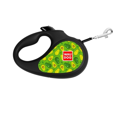 Поводок-рулетка для собак Collar WAUDOG R-leash, до 15 кг, светоотражающая лента, размер S, рисунок Авокадо, 5 м