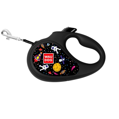 Поводок-рулетка для собак Collar WAUDOG R-leash, до 25 кг, светоотражающая лента, размер М, рисунок NASA, 5 м