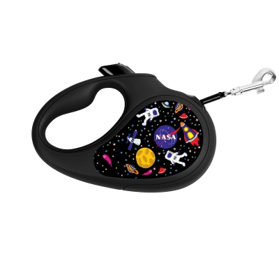Повідець-рулетка для собак Collar WAUDOG R-leash, до 25 кг, світловідбивна стрічка, розмір М, малюнок NASA, 5 м